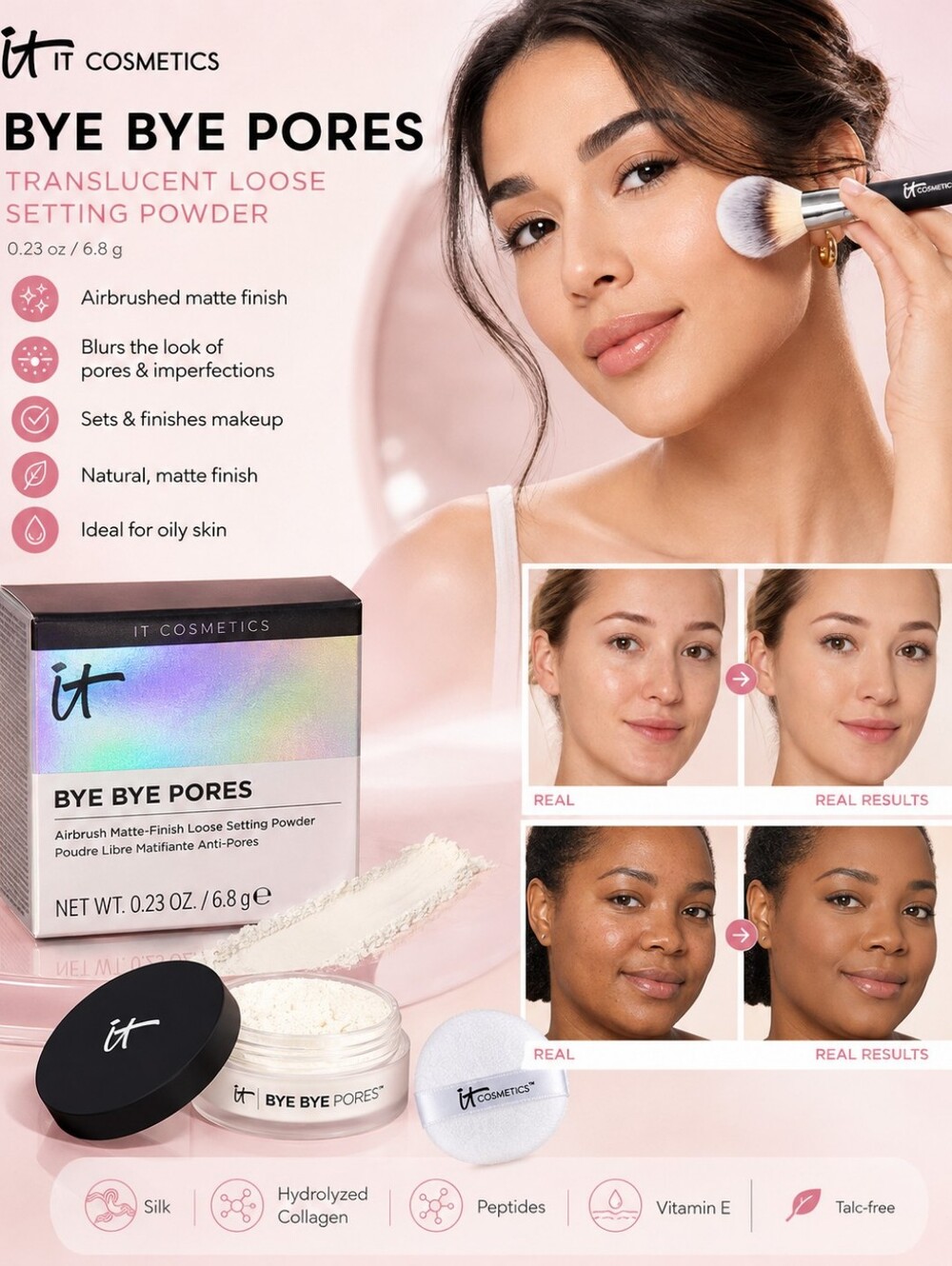 IT Cosmetics Bye Bye Pores Airbrush MatteFinish Loose Setting Powder Translucent